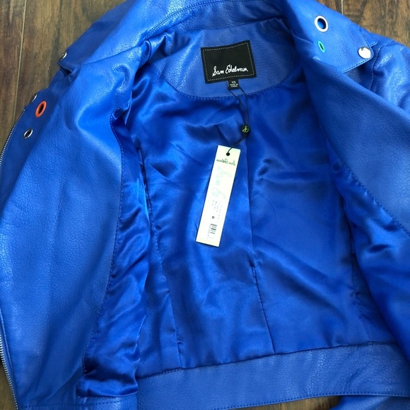 Sam Edelman Starburst Moto Jacket Royal Blue - Picture 10 of 16